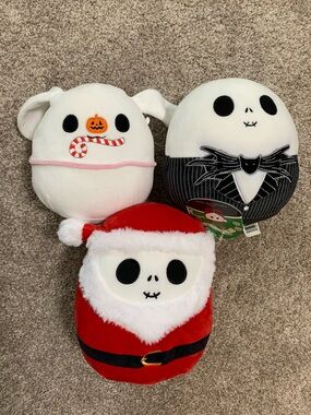 Set 3 Jack Skellington Zero Dog Squishmallows 7-9” Nightmare Before Christmas